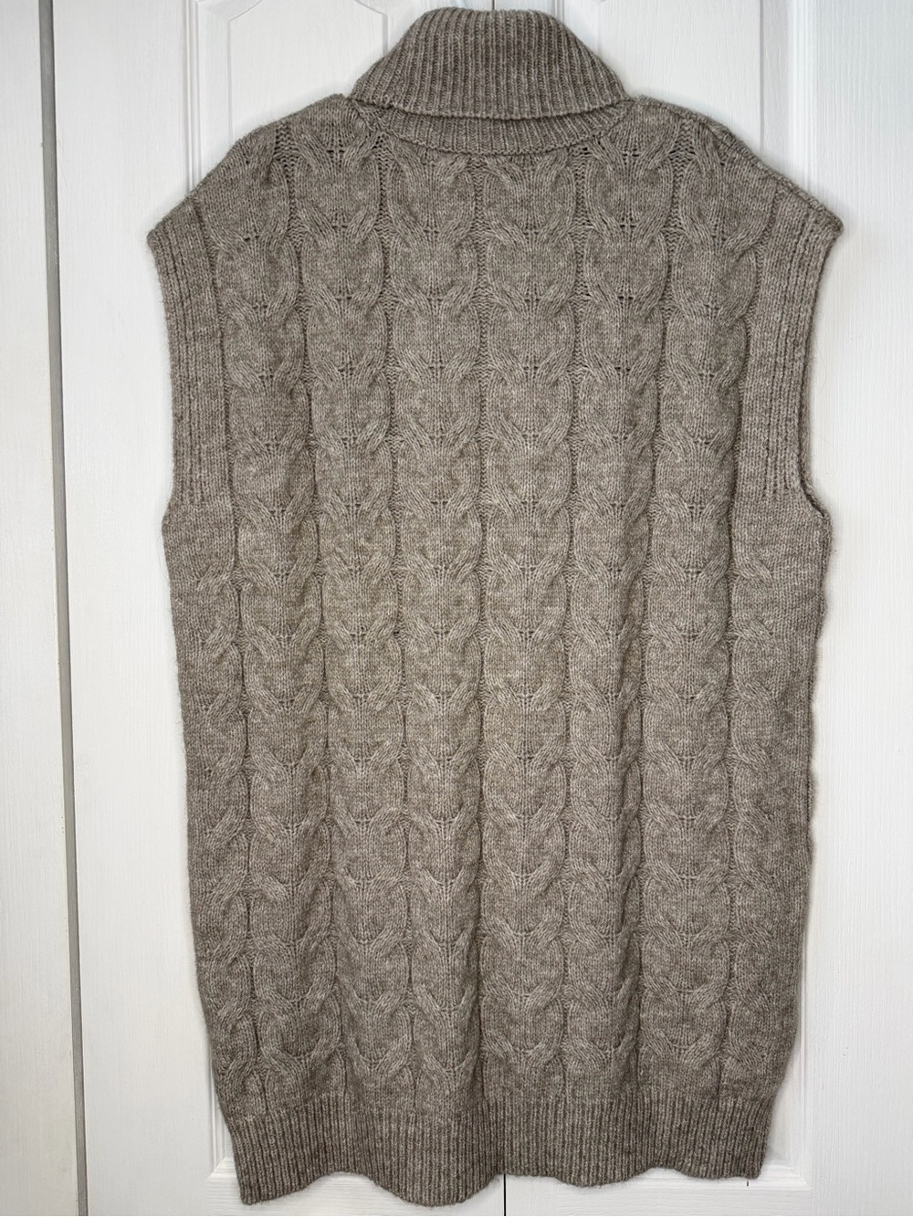 Elan Cable Knit Sleeveless Turtleneck Sweater Tunic Beige Large NWT - Picture 5 of 9